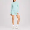 Conjunto de chaqueta de yoga transfronterizo, conjunto de top de manga larga con cremallera de secado rápido, conjunto de pantalones de yoga transpirables que absorben la humedad para deportes de running para mujer
