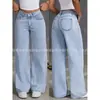 Comercio Exterior Transfronterizo Amazon Estilo Dulce y Picante Jeans Rectos de Cintura Alta para Mujer Verano Nuevos Holgados Modernos Versátiles Pantalones