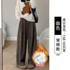 Pantalones Yamamoto marrones para mujer, nueva colección otoño 2026, de tiro alto, pierna recta, corte holgado, tallas grandes, casual, pantalones de pierna ancha para figuras petite