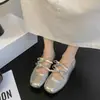Sapatos baixos estilo francês com laço para mulheres, novo modelo outono 2026, sapatos de noite elegantes e delicados, sapatos Mary Jane de bico quadrado baixo