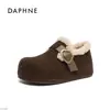 Zapatos de Algodón Birkenstock Estilo Zhou Yutong para Mujer, Nuevo Modelo Invierno 2025, Zapatos Birkenstock de Punta Cerrada con Suela Gruesa que Aumentan la Altura, Forma de Tostada, para Mujer