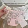 Sueño de Copo de Nieve~Bragas sexys de encaje romántico estilo francés, huecas de deseo puro, corte alto, entrepierna de algodón puro, calzones para mujer