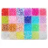 Set de Perlas Artificiales Perforadas Sueltas DIY Coloridas Redondas de ABS Materiales para Joyería Accesorios Caja de 24/28 Compartimentos