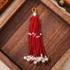 Colgante de borla de cuentas de arroz, Accesorio de llavero de brocado Song, Accesorio con cuentas de perlas, Colgante pequeño para bolsa Hanfu, En stock
