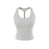 Camisola Gris para Mujer, Capa Base de Verano con Almohadillas en el Pecho, Diseño de Espalda Cruzada, Top Halter sin Mangas y Espalda Descubierta