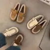 Mocasines retro esmerilados estilo bosque con felpa 2026 modernos de otoño e invierno cálidos sin cordones abuela suela suave Zapatos de algodón Birkenstock
