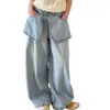 Calça Jeans Wide Leg Feminina Estilo Coreano 2026 Primavera/Verão Novo Jeans Tendência Infantil