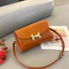 Bolso Cruzado Nuevo Estilo Transfronterizo Bolso Cuadrado Pequeño Simple para Mujer Cuero Genuino de Alta Gama Lujo Ligero Curtido Vegetal Capa Superior Bolso de Hombro para Mujer