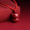 Pingente Amuletos de Doze Signos do Zodíaco em Cinábrio Pingente Ano do Zodíaco da Criança Signo do Zodíaco Corda Vermelha de Cinábrio Colar Pingente da Paz
