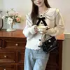 Estilo Coreano Otoño e Invierno Nuevo Suave Reductor de Edad Holgado Perezoso Suave Sedoso Cuello de Muñeca Cardigan de Punto Chaqueta Suéter Top para Mujer
