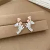 Pendientes de Botón de Flor de Circonita Estilo Minimalista Aguja Plateada Coreanos Ins Elegantes Versátiles Pendientes de Lujo Ligero Pendientes de Gama Alta