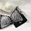 Conjunto de Sutiã Sexy Renda Francesa Coração Doce para Seios Pequenos Push-up Aumenta o Volume dos Seios Suporte Previne a Flacidez Sem Aro Puro Desejo para Mulheres
