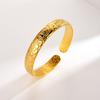 Pulseira Feminina Coração Aberto Padrão Sutra Gravada Escritura Pulseira Baifu Aberta Banhada a Ouro Moeda Europeia Pulseira Coração Sutra