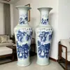 Vaso grande de suelo de cerámica pintado a mano cabeza de la suerte Jingxiu montaña y río paisaje colorido decoración jarrón regalo de celebración