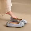 Bailarinas estilo francés retro con lazo para mujer, nuevos zapatos planos de tacón bajo para primavera/verano 2026 para combinar con faldas, zapatos estilo abuela.