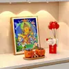 Tangka nepalí premium pintado a mano del Dios Amarillo de la Riqueza, Manjushri, Buda Amitabha, Pintura decorativa para entrada de oficina
