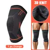 Joelheiras protetoras e pressurizadas de novo tricô de nylon de alta elasticidade com silicone antiderrapante para proteção do joelho em corrida e fitness de todas as estações