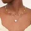 Colar em Camadas Europeu e Americano Transfronteiriço Retrô com Contas de Pérola Artificial Ajustável Elegante Nicho Feminino Estilo Novo 2024