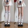 Blanco ballet encaje costuras jk tubo medio largo dulce lazo de tirantes calcetines lolita hasta la pantorrilla algodón para niños