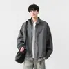Chaqueta de Estilo Americano Cleanfit para Hombre, Primavera y Otoño, Estilo Callejero Fresco, Estilo Granja Vintage, Corte Holgado, Cuello Alto, Ropa de Abrigo