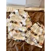 Pijama de Manga Corta con Estampado de Dibujos Animados Suave para Mujer, Nuevo Estilo de Verano, Shorts Casuales para Salir, Conjunto para Estar en Casa, Verano