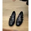 Primeiro Encontro com os Mocassins Slip-On com Fivela da Estação para Mulheres, Sapatos de Couro de Solado Grosso Estilo Britânico, Sapatos de Salto Bloco Chunky Retro Versáteis