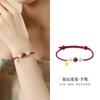 Mingxue Pulseira de Prata de Lei Aterrissagem Jade Hetian Cinábrio Contas da Sorte Lótus Tecida à Mão Cordão Vermelho Pulseira para Mulheres Estilo Chinês
