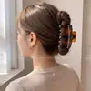 Pinza de tiburón negra en forma de corazón para recogido, elegante pinza para el pelo floral para la parte trasera de la cabeza, gran accesorio para el pelo de pinza de garra estilo nuevo 2026