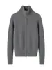 Cardigan Suéter Gola Alta com Zíper Duplo Estilo Americano Personalizado Outono e Inverno para Homens e Mulheres, Jaqueta Tricotada Casual Lisa de Manga Longa