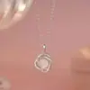 Collar Yinbei Plata de Ley S925 Flor Hielo Calcedonia Blanca Transparente para Mujer Diseño de Nicho Fresco y Dulce Cadena para Clavícula de Alta Gama
