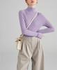 Suéter de lana de cuello alto medio rosa estilo francés de otoño e invierno para mujer, suéter de base interior ajustada de alta calidad, parte superior suave y glutinosa