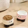 Tazón Cerámico Interior para Mascotas con Ojos Locos de Dibujos Animados, Cuerpo de PP, Multicolor, 14.5,11cm, T35(do)