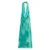 Vestido largo de tul estampado para mujer, estilo europeo y americano transfronterizo, nuevo, sexy, para vacaciones de verano, playa