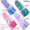 Roxo Rosa 12 Cor Misto Nail Art Conjunto de Lantejoulas Nail Art Joias Glitter Pó Fatia Gradiente Laser Pó