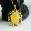 Collar Colgante de Ámbar Natural y Cera de Abejas Guan Yu Estilo Étnico Fábrica de Joyería Venta al por Mayor Dropshipping S3120405