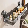 Estante de almacenamiento para baño, organizador de baño de pared sin taladro, bandeja de pared para inodoro, lavabo, lavado de manos y área de ducha