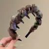 Faixa de cabeça com gradiente de malha e contas de alta coroa para mulheres, versátil para sair, faz o rosto parecer menor, faixa de cabeça para lavar o rosto, presilha de cabelo, acessório de cabelo