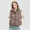 Chaleco Corto de Algodón con Cuello Alto y Estampado de Leopardo Nuevo Invierno 2026, Moda Estilo Coreano, Abrigo Cálido Elegante para Mujer