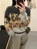 Suéter Jacquard Engrosado de Otoño e Invierno para Mujer Nuevo Estilo Caliente 2025 Camiseta de Punto para Usar por Dentro y por Fuera en Invierno