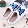 Pantuflas de algodón con mariposas azules transfronterizas, pantuflas de algodón de dibujos animados para el hogar, pantuflas de algodón cálidas de felpa para interiores
