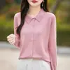 Suéter de punto fino de lana para mujer, nuevo para otoño/invierno 2026, de importación, cuello polo, corto, de corte holgado