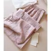 Pantalones de Pierna Ancha de Lino Estilo Perezoso de Gama Alta para Mujer 2024 Verano Cintura Alta Sueltos Rosa Algodón Lino Casual