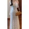 Elegante vestido formal estilo francês com renda, cintura marcada, vestido sereia justo para o outono