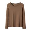 Camiseta Base Casual de Modal para Mujer 220g, Manga Larga, Nueva Primavera y Otoño 2026, Cuello Redondo, Camiseta Interior Fina para Vestir por Capas