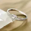 Anillo de Corazón de Plata Estilo Ins S925 Todo Plata de Ley Forma de Corazón Circonita Anillo para Mujer Ligero Serie de Bodas Estilo Dulce Al por Mayor