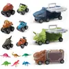 Camión de Contenedores de Dinosaurios Transfronterizo Patinete Mini Coche de Tracción Hacia Atrás Modelo de Dinosaurio de Goma Suave Juguete de Almacenamiento para Niños Coche de Juguete Regalo