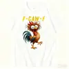 Camiseta de Algodão Tamanho Europeu Transfronteiriça F-Caw-F Galo Interessante Galo Engraçado Estampa de Galo Camiseta Casual Manga Curta