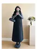 Vestido para Mujeres Embarazadas 2024 Otoño e Invierno Nuevo Estilo Coreano Temperamento Falda Chaleco de Punto Suelto con Abertura Trasera Cuello Semi-Alto Camisa Base