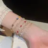 Pulsera tipo jaladera con colgante redondo de circón de colores, pulsera de lujo ligero, sensación de alta gama, pulsera de temperamento lujoso, pulsera versátil, venta al por mayor