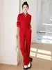 Nuevo Traje Bordado Estilo Chino para Mujer Primavera 2025 Nuevo Elegante Moderno Delgado Delgado Sudadera Conjunto de Dos Piezas